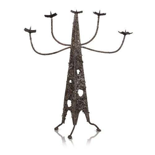 Świecznik - metaloplastyka, Polska - lata 60-te, sygnowany: Bielski.