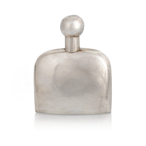 Mała, kieszonkowa piersiówka, srebro, Niderlandy.