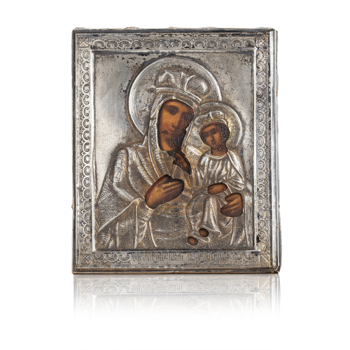 Ikona "Matka Boża Czernichowska", srebro próby 84, Rosja, Moskwa - między 1899 a 1908 rokiem