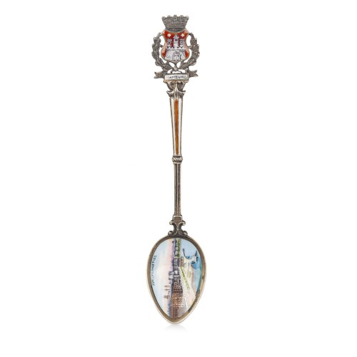 Emaliowana, srebrna łyżeczka Hamburg