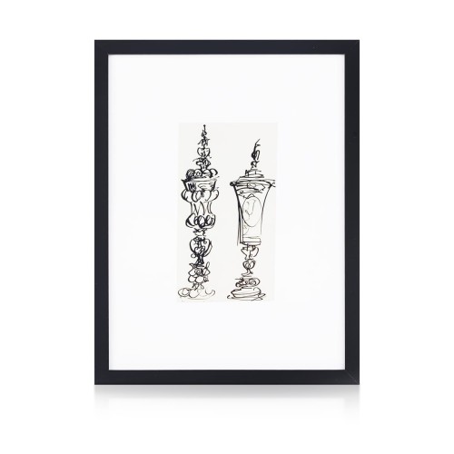 Antoni Uniechowski (1903 - 1976) "Barokowe puchary" tusz na papierze