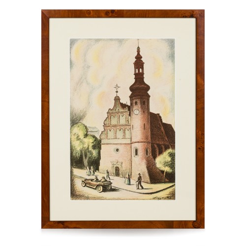 Wacław Roguski (1890 - 1949) "Bydgoszcz - Klasztor Klarysek",  litografia , 1933 rok.