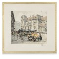 Hans Figura (1898-1978) "Wiedeń. Altwiener Markt"  akwaforta, akwatinta