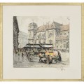 Hans Figura (1898-1978) "Wiedeń. Altwiener Markt"  akwaforta, akwatinta