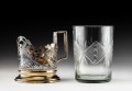 Komplet srebrnych koszyczków - podstakanników ze szklankami , ZSRR