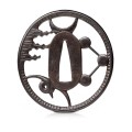 Tsuba żelazna, Szkoła Akasaka Japonia, okres EDO (XVIII wiek)