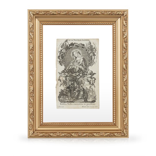Johann Baptist Klauber (1712–1787) "Causa Nostrae Laetitiae", miedzioryt, XVIII wiek, Augsburg
